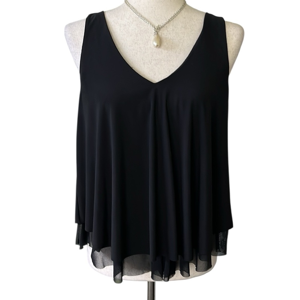 Express V Neck Sleeveless Blouse with mesh trim